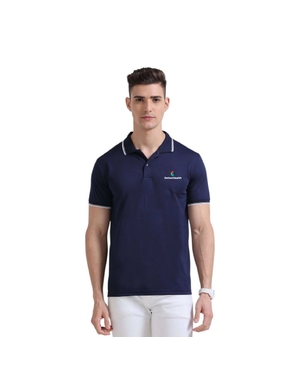 Greys&Blues PrimoKnit Polo Tshirt- Navy Blue with White Tipping
